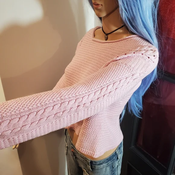 Garage Cropped Braid Crochet Sweater - Picture 3 of 6